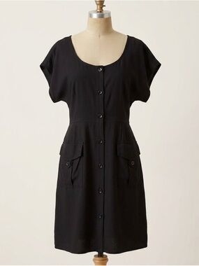 MAEVE by ANTHROPOLOGIE Staysail Shirt Dress in Black‎